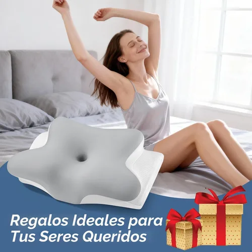 Vista 7 de Almohada cervical para el cuello para aliviar el dolor, almohada ergonómica para dormir de lado para apoyo del cuello, almohadas de espuma Gris
