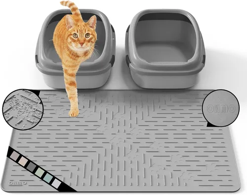 Vista 22 de OHMO Alfombrilla Grande para Arena de Gatos Alfombrilla de Captura Premium Goma de Silicona 31.5 x 23.6 pulgadas Gris Ceniza, Alfombrilla para Caja