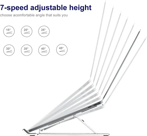 Vista 8 de Soporte ergonómico y plegable para computadora de escritorio, elevador ajustable, se adapta a todas las computadoras portátiles y portátiles