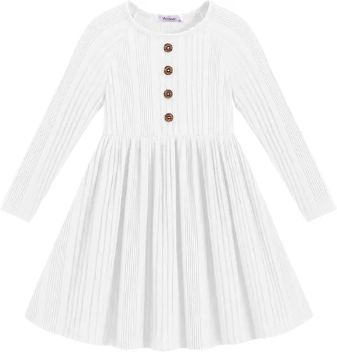 Vista 13 de Arshiner Suéter de manga larga para niñas pequeñas, vestidos de otoño e Verde