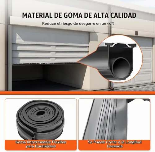 Vista 3 de VEVOR Sellos para puerta de garaje, goma inferior, en forma de U + anillo O combinado, burlete para puerta de garaje con kit de retención de riel