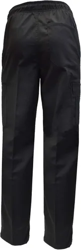 Vista 4 de Natural Uniforms Classic Baggy 6 bolsillos negro chef pantalones de cocina uniforme de trabajo