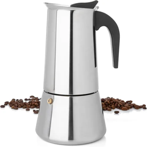 Vista 14 de Mixpresso Cafetera Espresso Greca Negra para Estufa de 6 Tazas 300ml/10oz, Olla Moka con Diseño de Percolador de Café, Cafetera de Acero Inoxidable