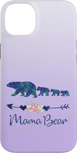 Vista 15 de Teal Blue Purple Floral Mama Bear Three Cubs Silver Purple Case for iPhone 17