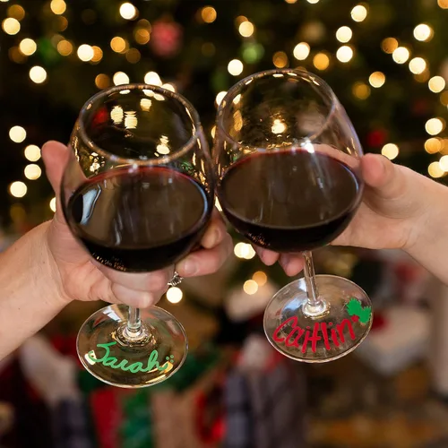 Vista 6 de Rotuladores de vino para copas de vino, marcadores de bebidas lavables, perfectos para fiestas de vacaciones, accesorios de bar en casa, regalos