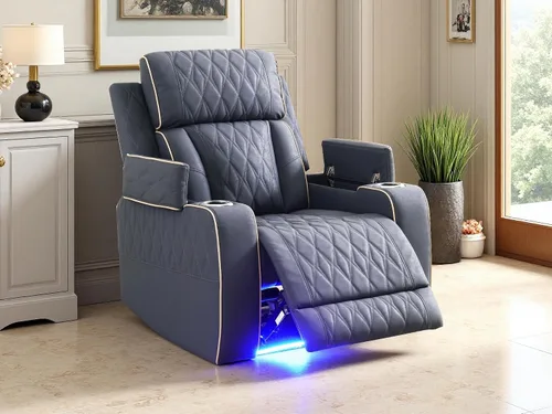 Vista 48 de Juego de sofás reclinables eléctricos, juegos de muebles de sala de estar, sofá reclinable eléctrico moderno negro, sofá biplaza y silla