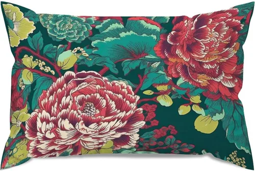 Vista 68 de ArogGeld Funda de almohada blanca con flores chinoiserie, funda de almohada para sofá, diseño floral verde y blanco, funda de almohada de lino A-12
