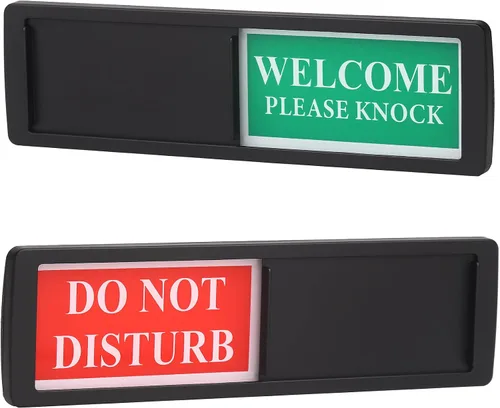 Vista 9 de Letrero de privacidad con texto en inglés «Do Not Disturb Welcome Please Knock», para oficina en casa, hoteles, sala de conferencias, letrero