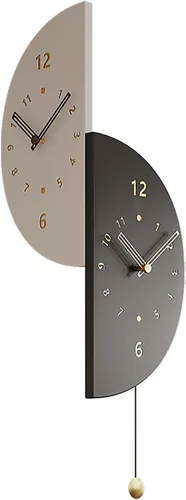 Vista 7 de Reloj de pared de esquina semicircular de doble cara con péndulo, movimiento de cuarzo silencioso, funciona con pilas, reloj decorativo para sala