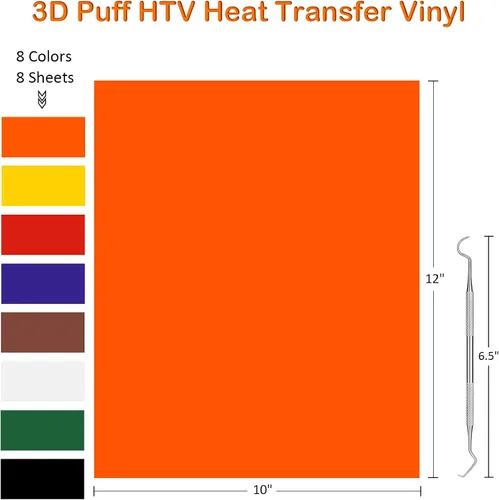 Vista 5 de JuneHeart Rollo de vinilo termotransferible 3D para camisetas, rollo de vinilo HTV para planchar con herramienta de malezas para máquina cortadora