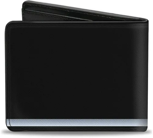 Vista 2 de Hebilla de Down para hombre con hebilla de PU Bifold 1955-57 Chevrolet V EmblemStripe negroplata cartera