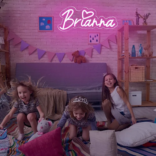 Vista 7 de Letrero de neón con el nombre Brianna para decoración de pared, luz de neón LED con el nombre Brianna para dormitorio de niños, decoración de fiesta
