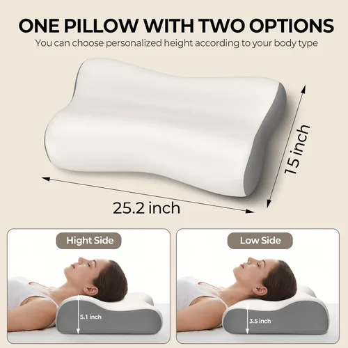 Vista 5 de Almohada cervical de espuma viscoelástica para dormir, almohada ortopédica ergonómica para cama de contorno, almohada de apoyo para aliviar el dolor