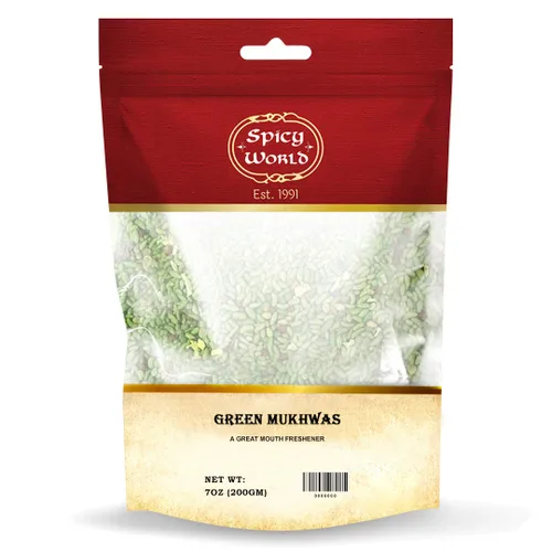 Vista 6 de Green Mukhwas - Dulces ambientadores de boca indios de 14 onzas Bolsa resellable por Spicy World