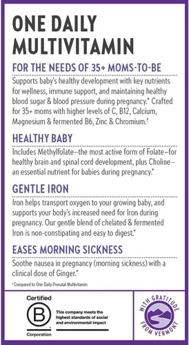 Vista 7 de New Chapter Vitaminas prenatales, un multivitamínico prenatal diario a partir de 35 años con metilfolato + colina para mamá y bebé saludables, 30
