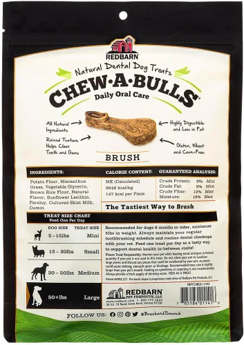 Vista 3 de Redbarn Pet Products Chew-A-Bulls (Talla: Grande, Forma: Cepillo, 6 unidades (Caja de 10))