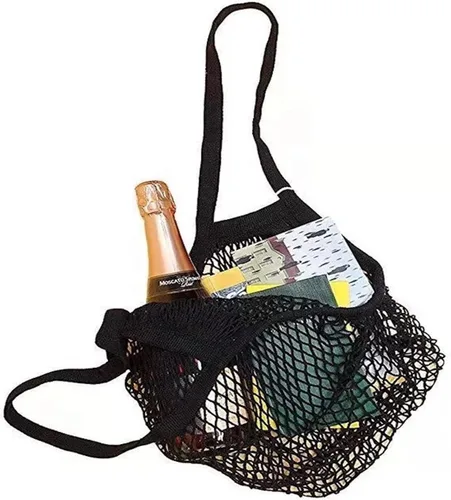 Vista 3 de Green Handle US - Bolsa de red de malla con asa de hombro larga, elástica, reutilizable, para compras, almacenamiento de juguetes de playa