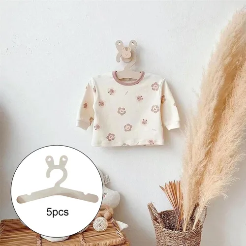 Vista 3 de 5 piezas de madera para niños, colgador de ropa para niños, resistente y duradero, para el hogar, guardarropa, ahorro de espacio, decoración (A)