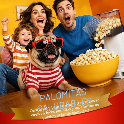 Vista 2 de Máquina de palomitas de maíz con taza medidora para derretir mantequilla, máquina de palomitas de maíz rápida y fácil para reuniones familiares, sin