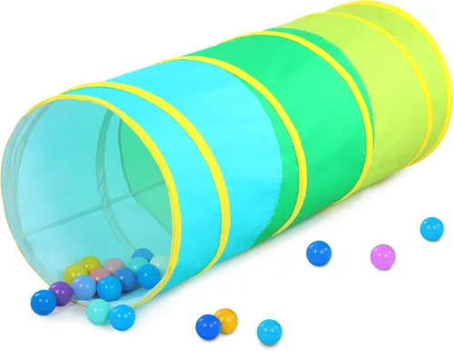 Vista 16 de Moncoland Tienda de campaña de túnel de juego para niños pequeños, paquete de 2 coloridos juguetes de túnel de gateo desplegable para bebés