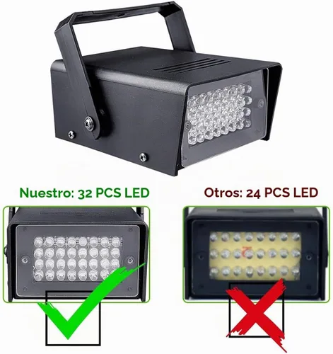 Vista 3 de 2 paquetes de 32 luces LED estroboscópicas para Halloween, fiesta y habitación, mini luz intermitente con múltiples modos