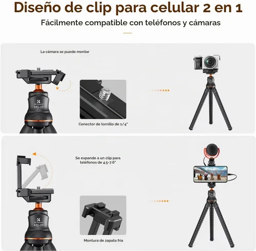 Vista 9 de K&F CONCEPT Mini trípode flexible