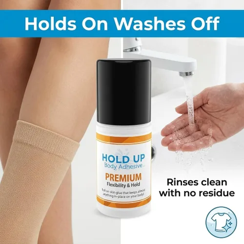 Vista 4 de Hold Up Body Adhesive Pegamento aplicador enrollable de alta calidad, pegamento para calcetines de compresión, medias, disfraces, ropa, resistente