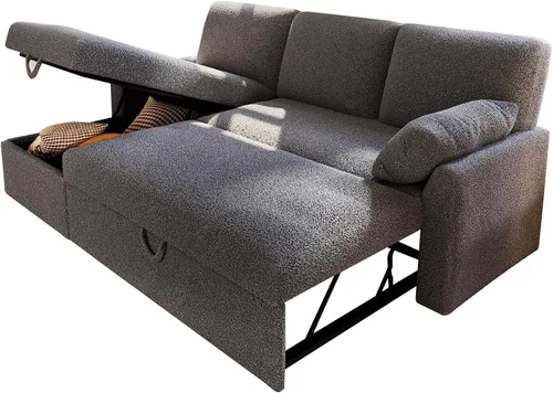 Vista 7 de VanAcc Sofá cama, sofá cama 2 en 1, sofá cama extraíble con diván de almacenamiento para sala de estar, sofá cama con cama extraíble, sofá sherpa