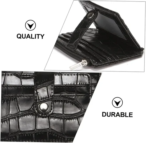 Vista 5 de TENDYCOCO 2 unids Multi-funcional Almacenamiento Impresiones de Cuero de Bambú Nudo Monedas Efectivo Monedero Monedero Cartera Cremallera Versátil