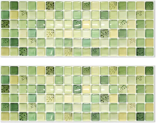 Vista 2 de Adhesivos decorativos para azulejos, lámina de azulejos ignífugos para salpicaduras en muro (verde) (10, 5.28 x 14.8 pulgadas)