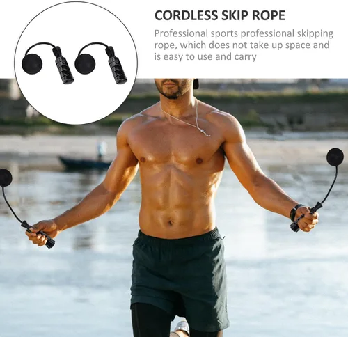Vista 4 de SOLUSTRE Cuerda de saltar de fitness con rodamientos duales, cuerda de salto inalámbrica de PVC con peso para resistencia a quemar calorías, mango