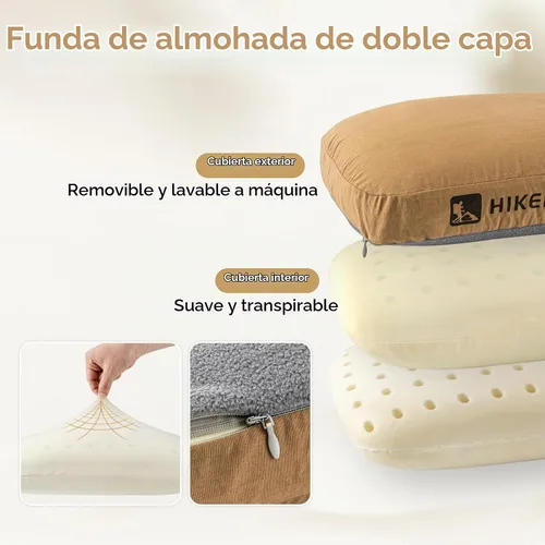 Vista 4 de HIKEMAN - Almohada de espuma viscoelástica para acampar - Almohada ultraligera de viaje, almohada para mochilero con funda extraíble, almohadas