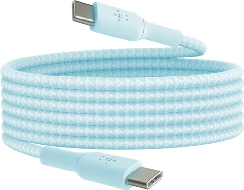 Vista 12 de Belkin BoostCharge - Cable trenzado USB-C a USB-C (1M/3.3 pies) para iPhone 16, iPhone 16 Pro, iPhone 16 Pro Max, Galaxy S25, S24, Note, Pixel 9
