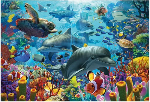 Vista 2 de Cobble Hill - Rompecabezas de 2000 piezas, Mar de coral, póster de muestra incluido
