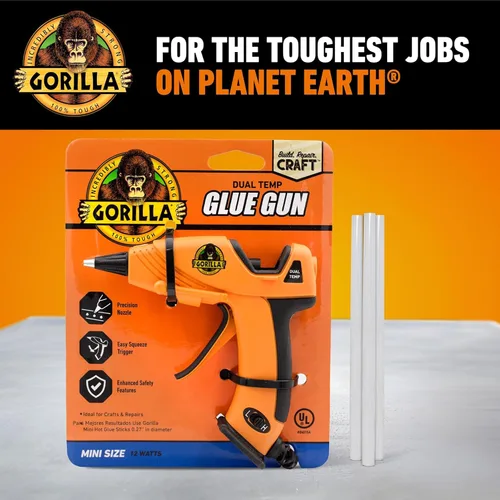 Vista 8 de Kit de Pistola de Pegamento Caliente Mini de Gorilla (Paquete de 1 Pistola de Pegamento Caliente Mini y 30 Barras) - Doble Temperatura, Boquilla