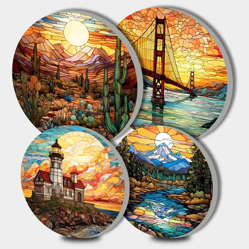 Vista 18 de Nordics - Juego de 4 fundas para quemadores de flores étnicas bohemias, estilo rústico, arte floral indio, patrón geométrico abstracto, quemador