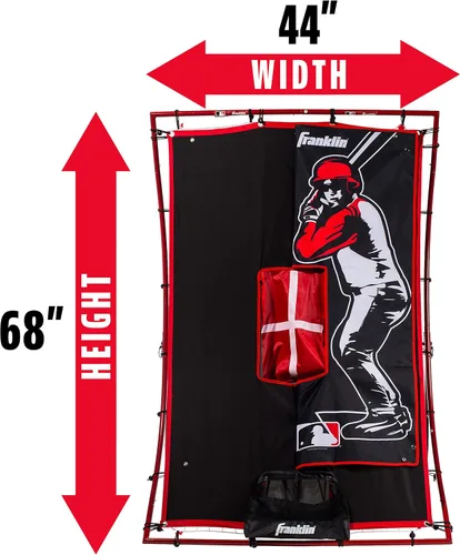 Vista 2 de Franklin Sports Franklin Sports - Red de lanzamiento y rebote unisex para jóvenes y béisbol 2 en 1, rojo, 68 x 44 de EE. UU