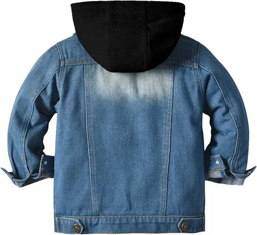 Vista 2 de IMEKIS Chaqueta de mezclilla infantil Chaqueta de mezclilla para niños, camisa de franela para bebé, traje de otoño, abrigo de vaquero, Navidad