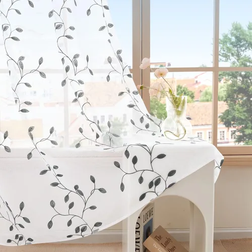 Vista 58 de Deconovo - Cortinas transparentes con filtro de luz de 84 pulgadas de largo Plata