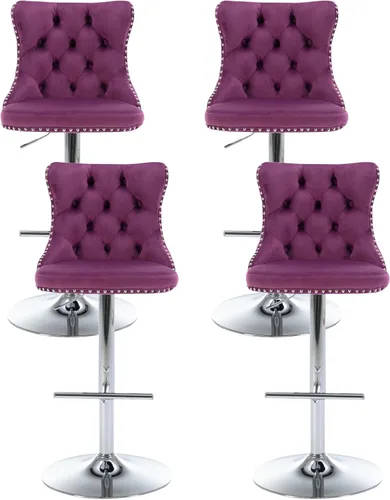 Vista 13 de Juego de 2 taburetes de bar beige, taburetes de bar tapizados ajustables con respaldo y reposapiés dorado, modernos taburetes de bar giratorios