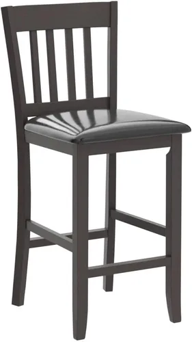 Vista 5 de COSTWAY Juego de 2 taburetes de bar, sillas de bar de 25 pulgadas de altura de mostrador con patas de madera de goma, sillas de bar sin brazos