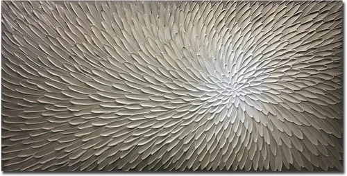 Vista 12 de AMEI Arte, 24 x 48 pulgadas, pintado a mano, obra de arte moderna con flores azules y blancas, pintura al óleo de madera en el interior enmarcado