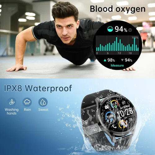 Vista 7 de Reloj inteligente para hombres y mujeres Fitness: resistente al agua, marca/respuesta de llamadas, relojes inteligentes para hombres, relojes