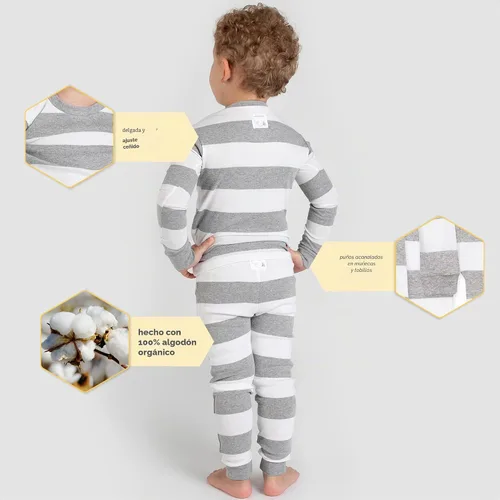 Vista 3 de Burt's Bees Baby Pijama de algodón orgánico para niños, conjunto de pijama