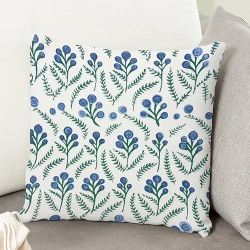 Vista 5 de ArogGeld Funda de cojín decorativa de flor de loto azul y verde pavo real, diseño botánico floral azul de loto azul, estilo asiático, chinoiserie