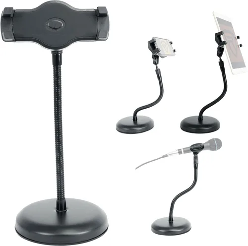 Vista 12 de Rockville Istand 22 Tablet Smartphone Holder 360 grados giratorio, ABS y agarre de goma, se adapta a 4.7-12.9 pulgadas, para soportes de micrófono