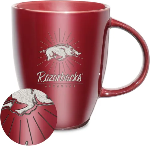 Vista 118 de Rico Industries - Taza de lustre cerámico con grabado láser de la NCAA de 18oz - Café-Té