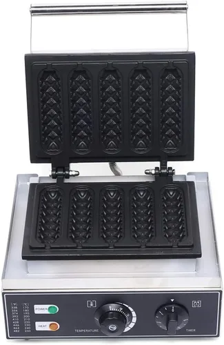 Vista 16 de Máquina de gofres belga de doble cabeza comercial giratoria de doble alerón para desayunar, cocina antiadherente, resistente, para restaurante, mini