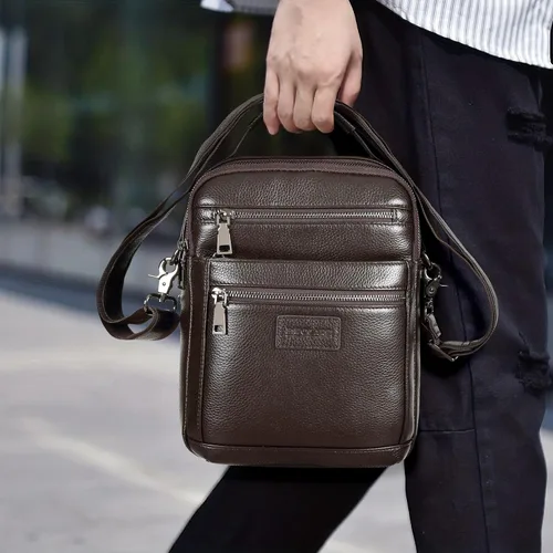 Vista 8 de Polare - Bolso de mensajero de cuero italiano de grano completo, estilo vintage, bolso cruzado al hombro, estilo casual, bolso de negocios