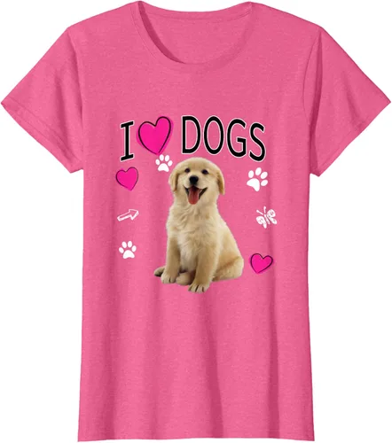 Vista 91 de Camiseta I Love Dogs - Camiseta Golden Labrador retriever, Azul Negro